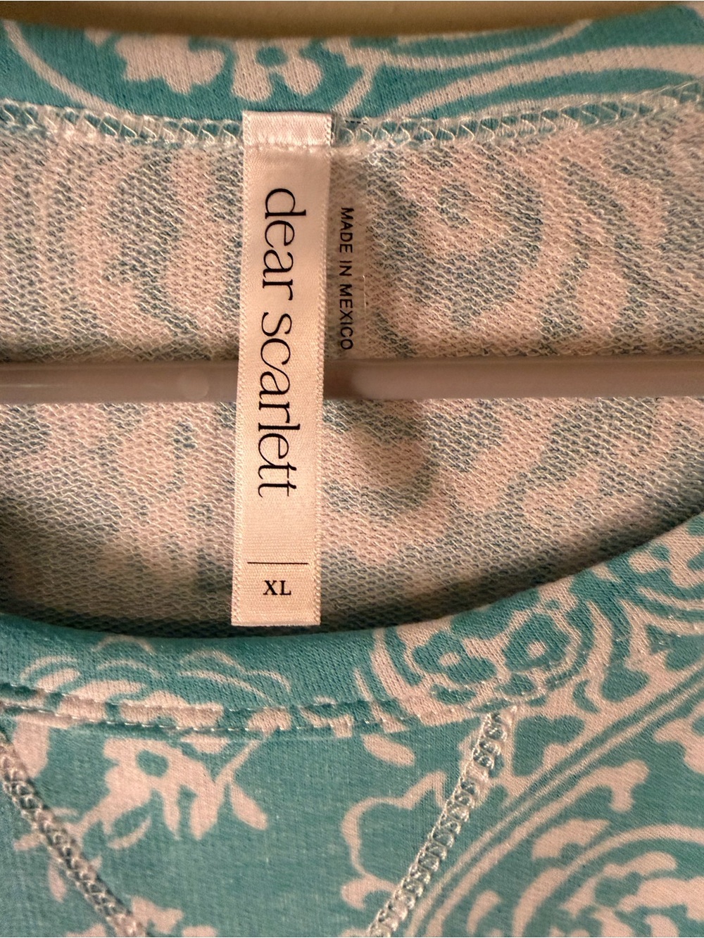 Dear Scarlett Aqua and White Paisley Floral Sweatshirt - Picture 2 of 4